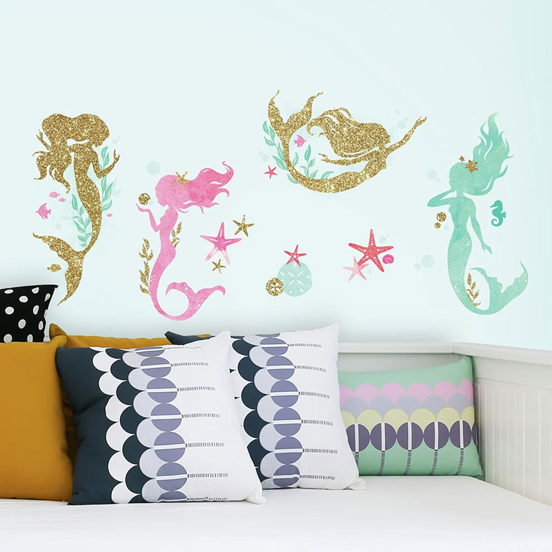 Väggdekor Mermaids with Glitter RoomMates