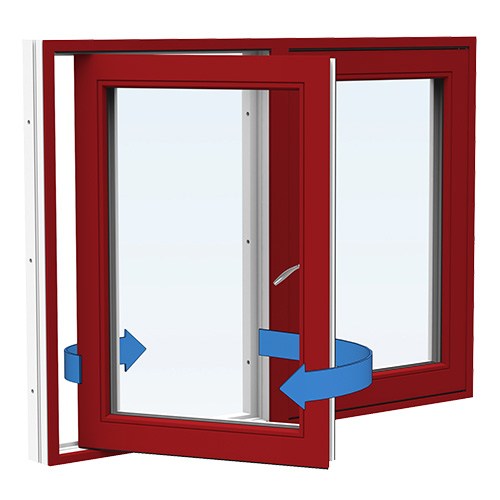 Energi Aluminium Sideswing-fönster 11, 14, Röd