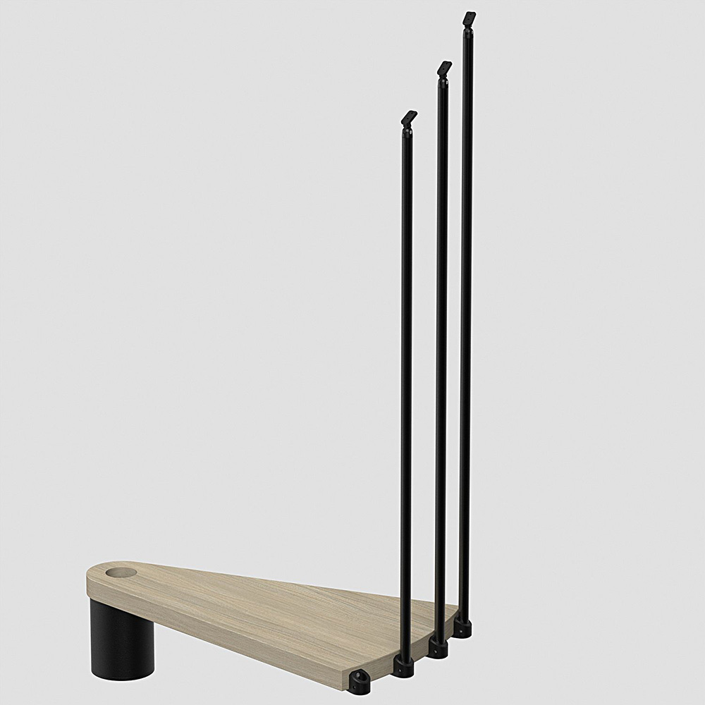 Fontanot Spin T 030 - Extra steg trappa 118 cm, Svart / Ljus alm