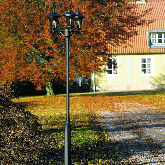 3-arm E27 ex stolpe Konstsmide Virgo stolplykta Svart