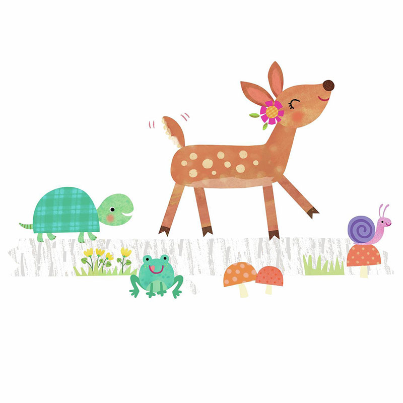 Väggdekor Woodland Baby Animal Log RoomMates
