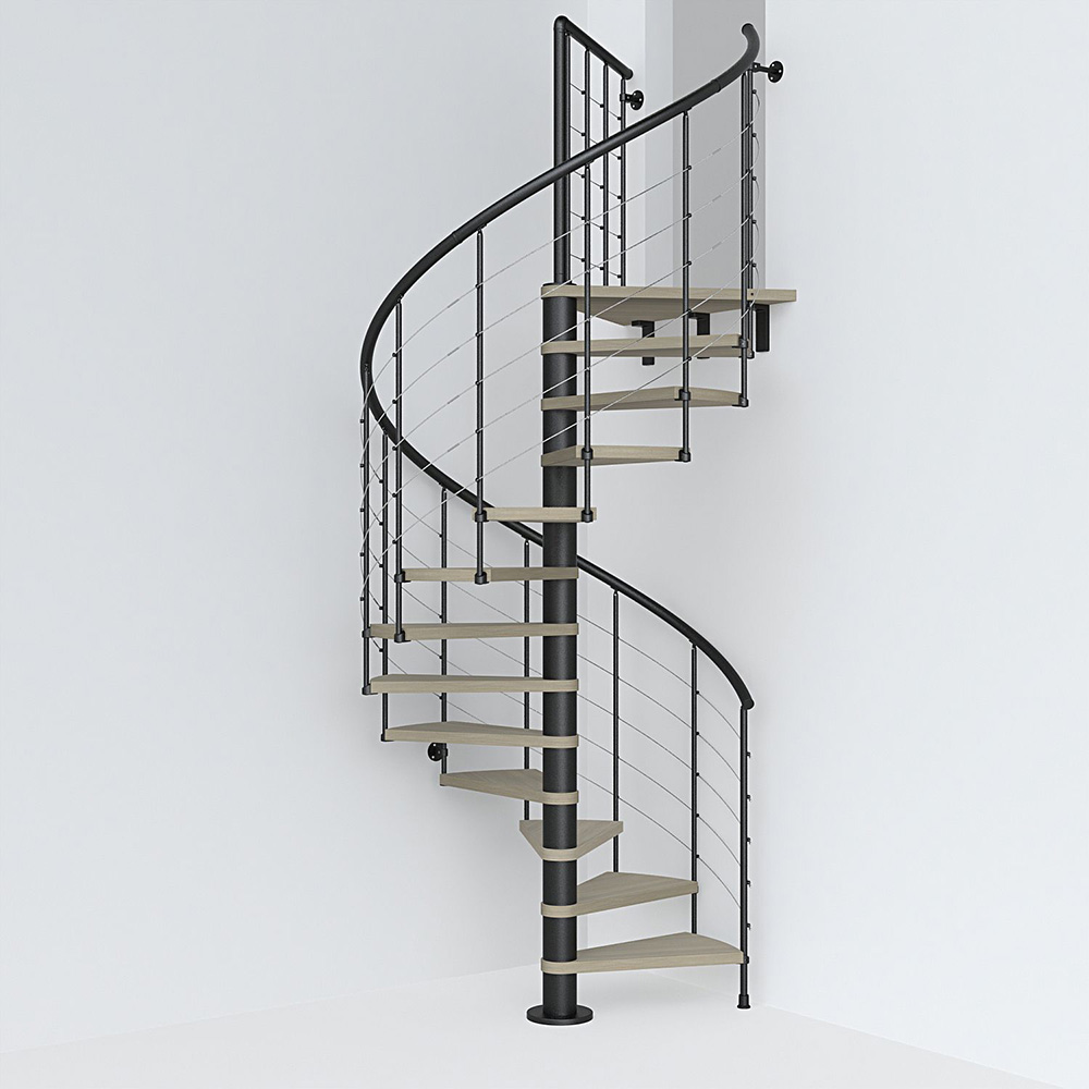Fontanot spiraltrappa Spin T 010 A - Trappa 291-332 cm , 148 cm, Svart / Ljus alm