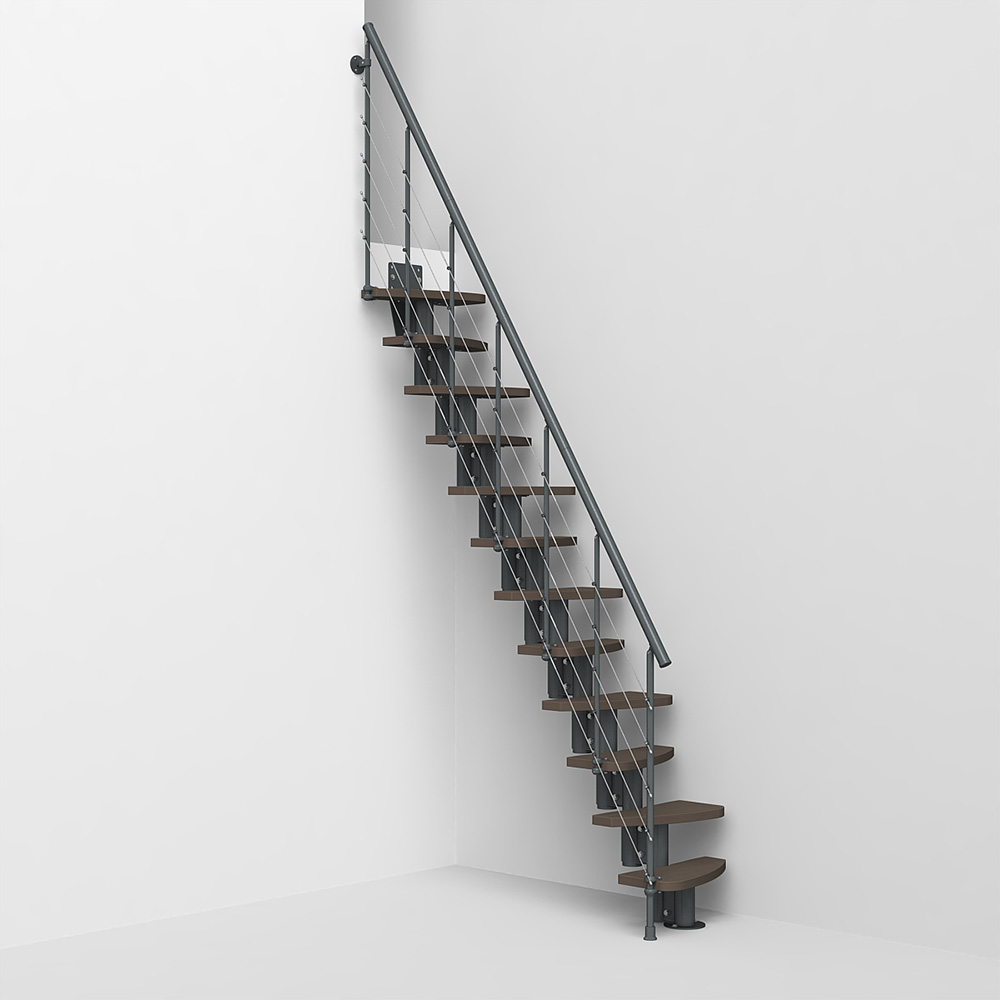 Fontanot alternerande trappsteg Spin SP 010 A - Trappa 288-351 cm, Grå / Mörk alm