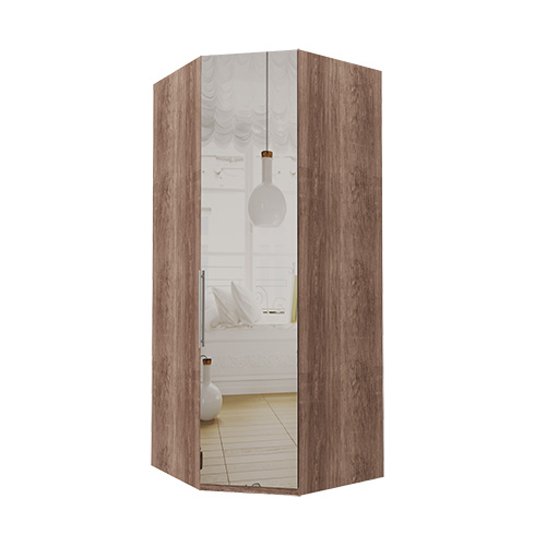 Hörn Atlanta garderob 236 cm, Spegel, Mörk rustik ek