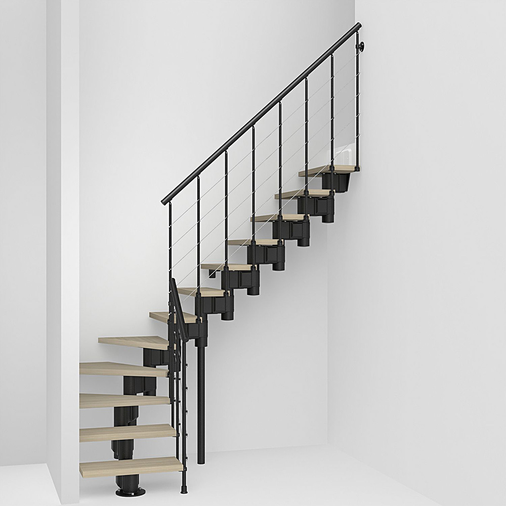 Fontanot Spin R 010 A - Trappa 275-373 cm, Svart / Ljus alm, 80 cm