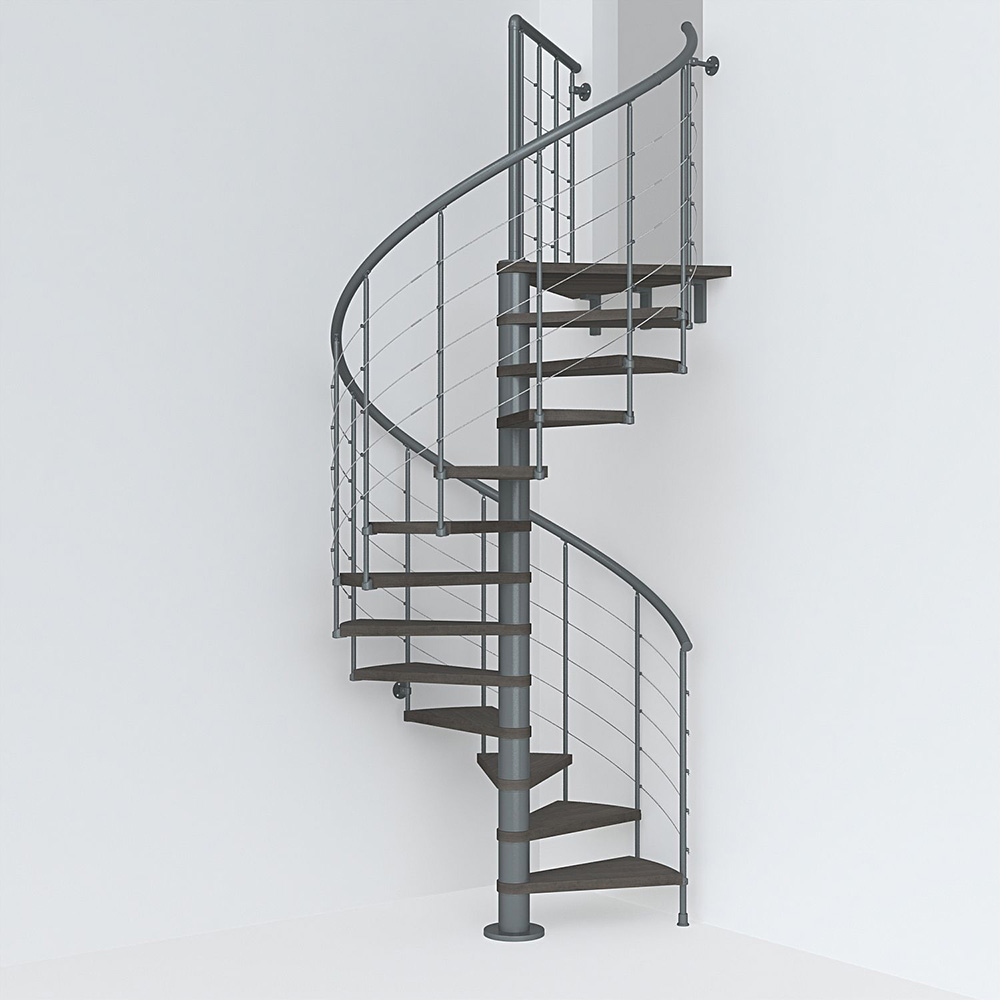 Fontanot spiraltrappa Spin T 010 A - Trappa 271-309 cm, 138 cm, Grå / Mörk alm