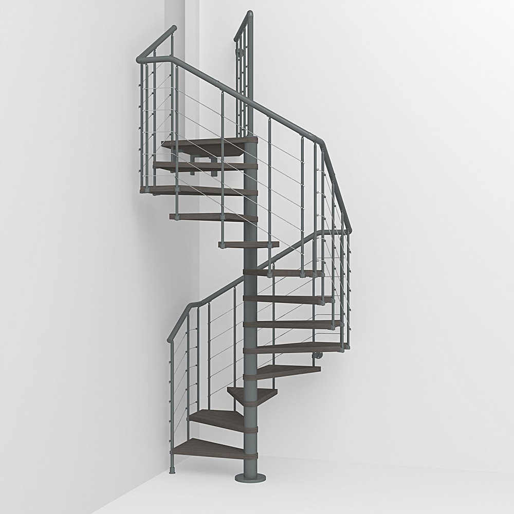 Fontanot spiraltrappa Spin Q 010 A - Trappa 333-380 cm, 138 cm, Grå / Mörk alm