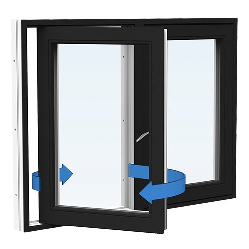 Energi Aluminium Sideswing-fönster 16, 12, Svart