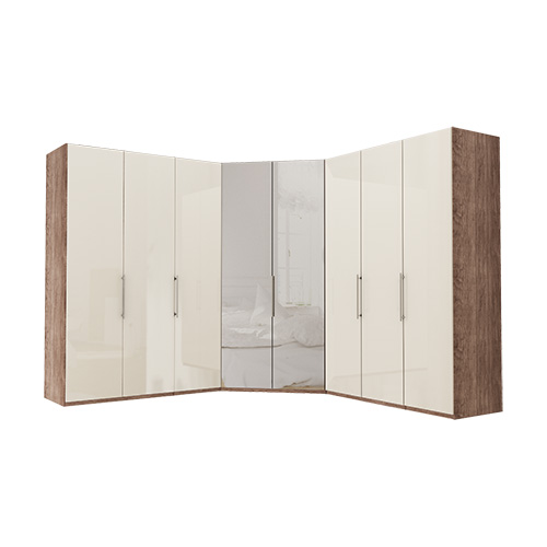 Garderob Atlanta - Mörk rustik ek 150 + walk-in + 150, 236 cm