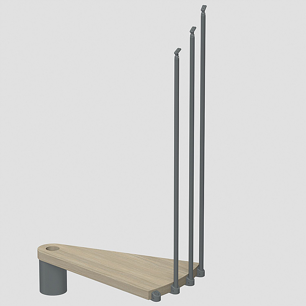 Fontanot Spin T 030 - Extra steg trappa 158 cm, Grå / Ljus alm