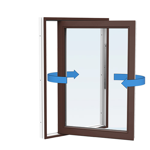 Energi Aluminium Sideswing-fönster 5, 6, Nötbrun