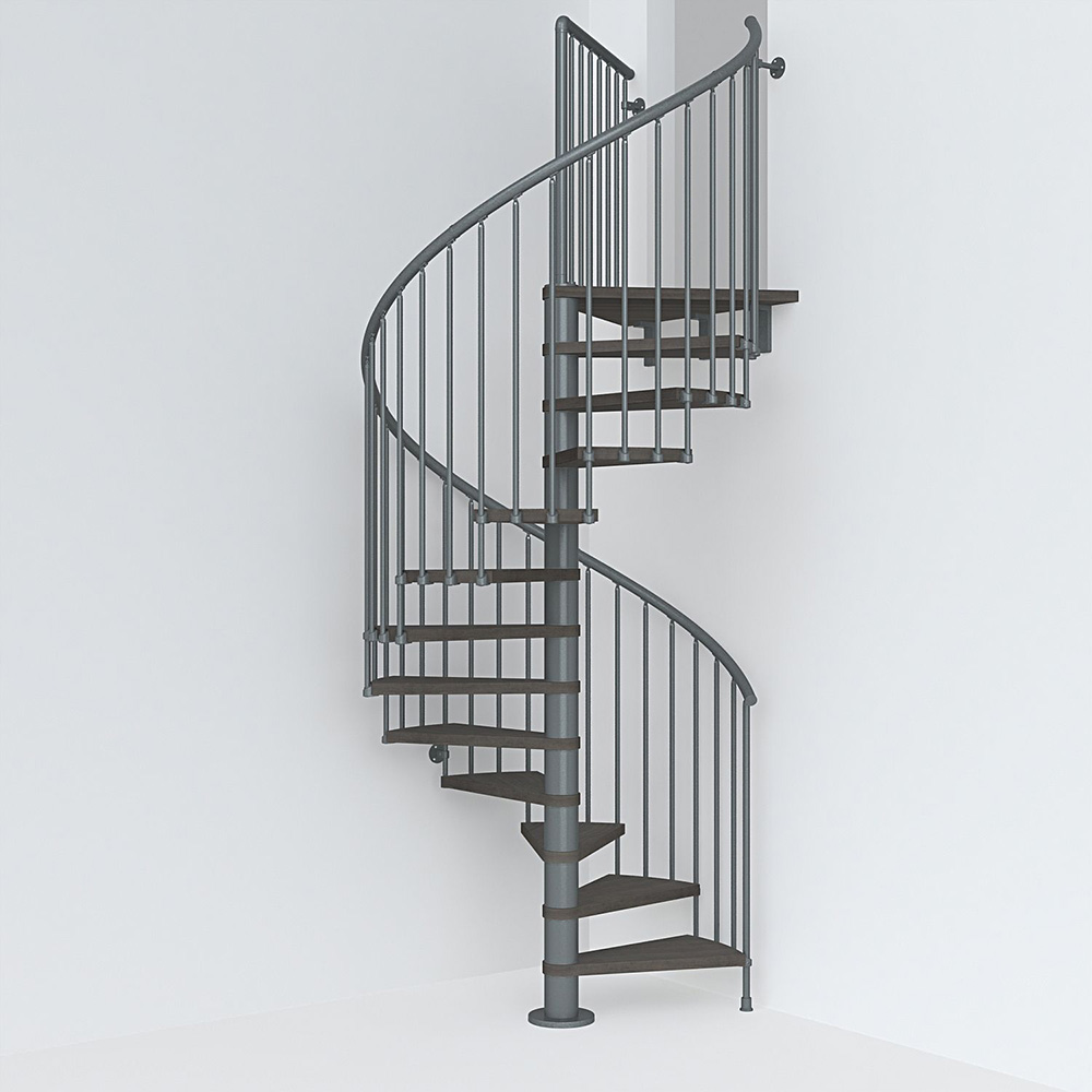 Fontanot spiraltrappa Spin T 030 - Trappa 312-356 cm, 158 cm, Grå / Mörk alm