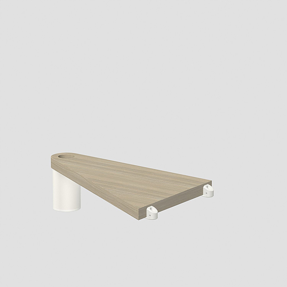Fontanot Spin Q - Tresidigt trappsteg 138 cm, Vit / Ljus alm