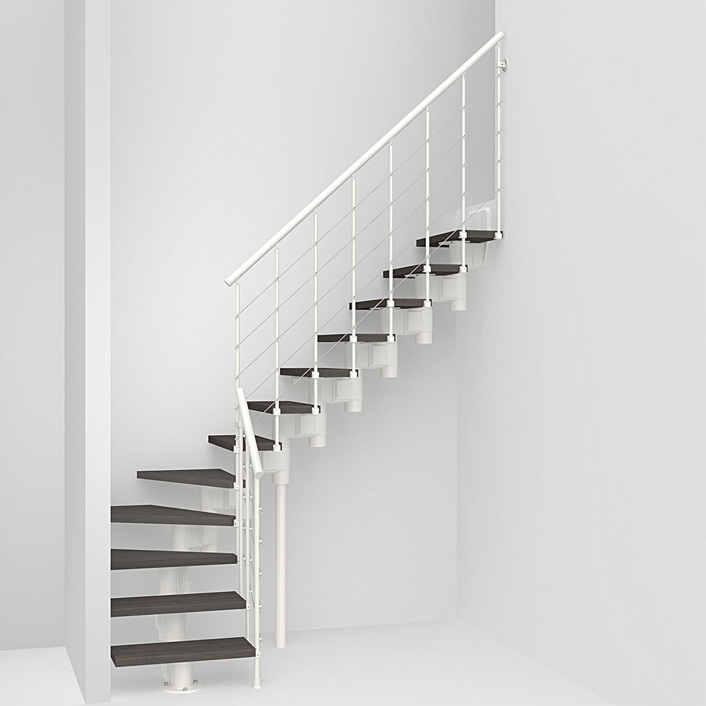 Fontanot Spin R 010 A - Trappa 275-373 cm, Vit / Mörk alm, 80 cm