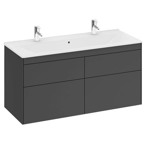 Kommod med tvättställ IFÖ Sense 1200 mm (2 blandarhål), Grå