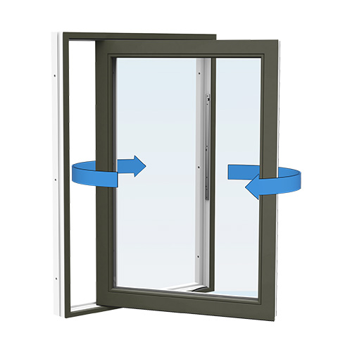 Energi Aluminium Sideswing-fönster 6, 15, Olivgrön