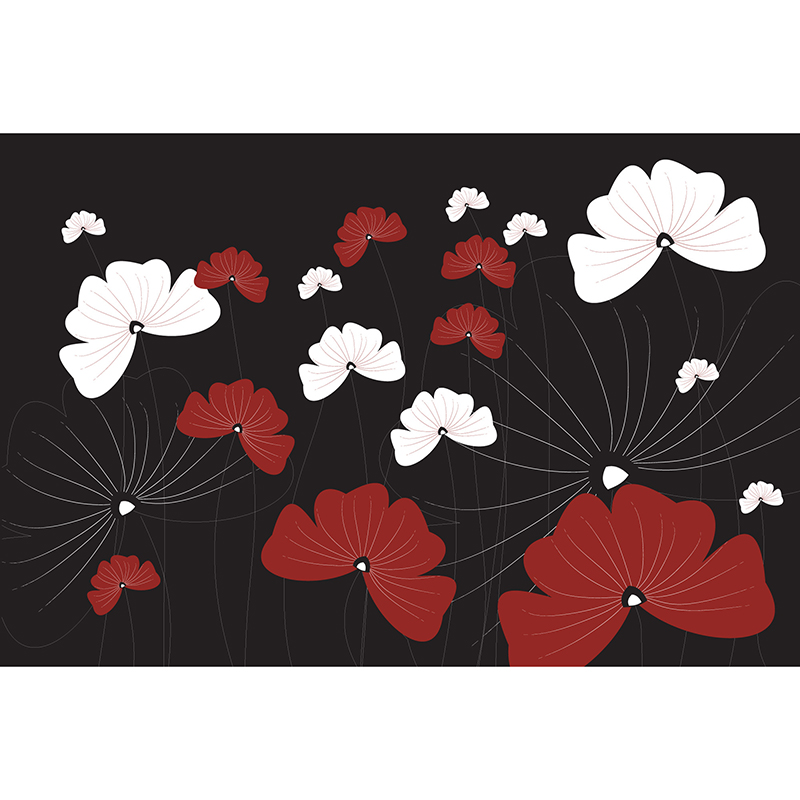 Tapet Flowers On Black Dimex