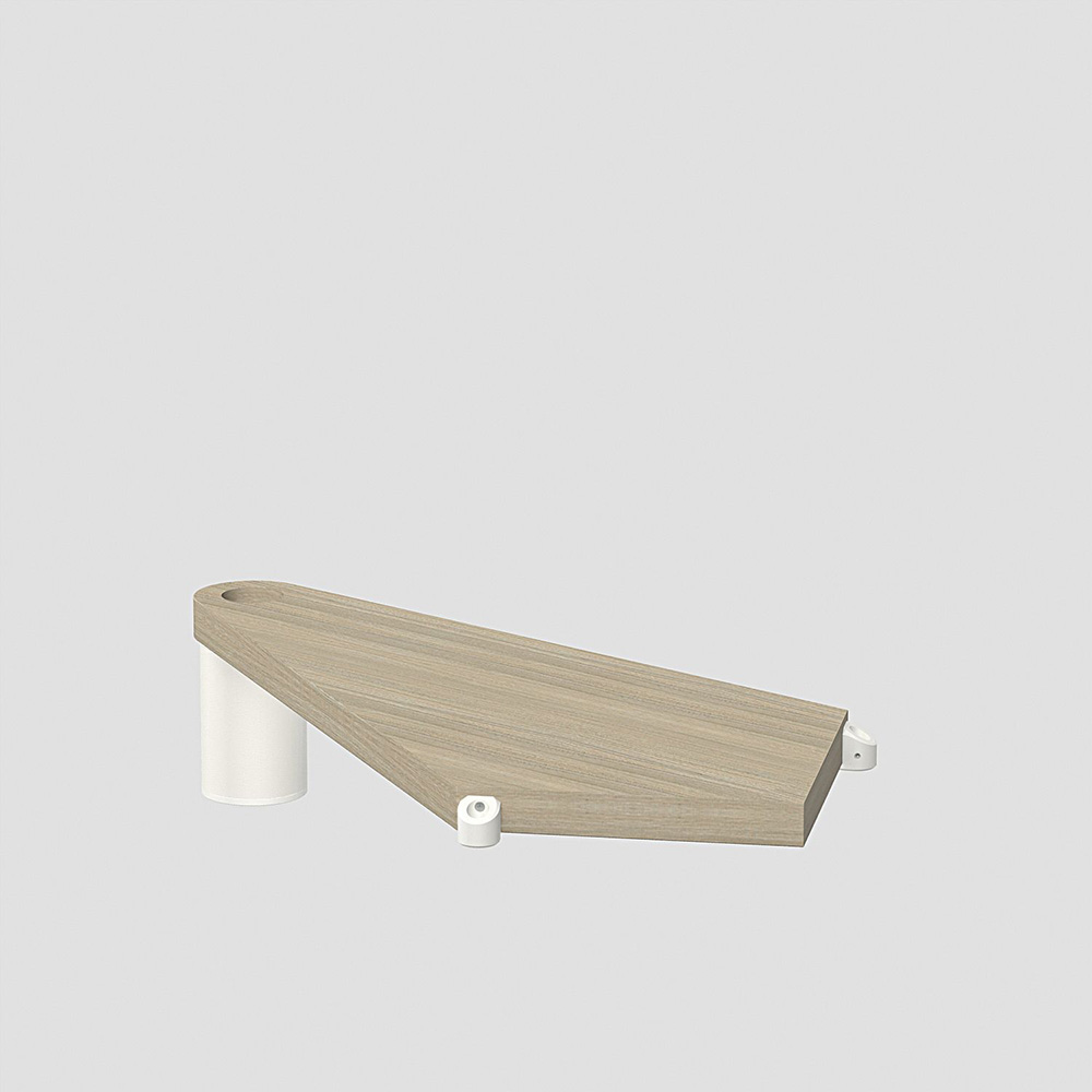 Fontanot Spin Q - Hörnsteg trappa 138 cm, Vit / Ljus alm