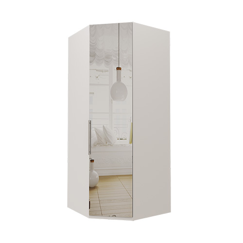 Hörn Atlanta garderob 216 cm, Spegel, Vit