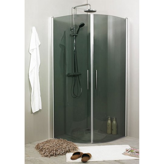 Duschvägg Noro Fix Trend rund 900 x 900 mm, Rökfärgat glas