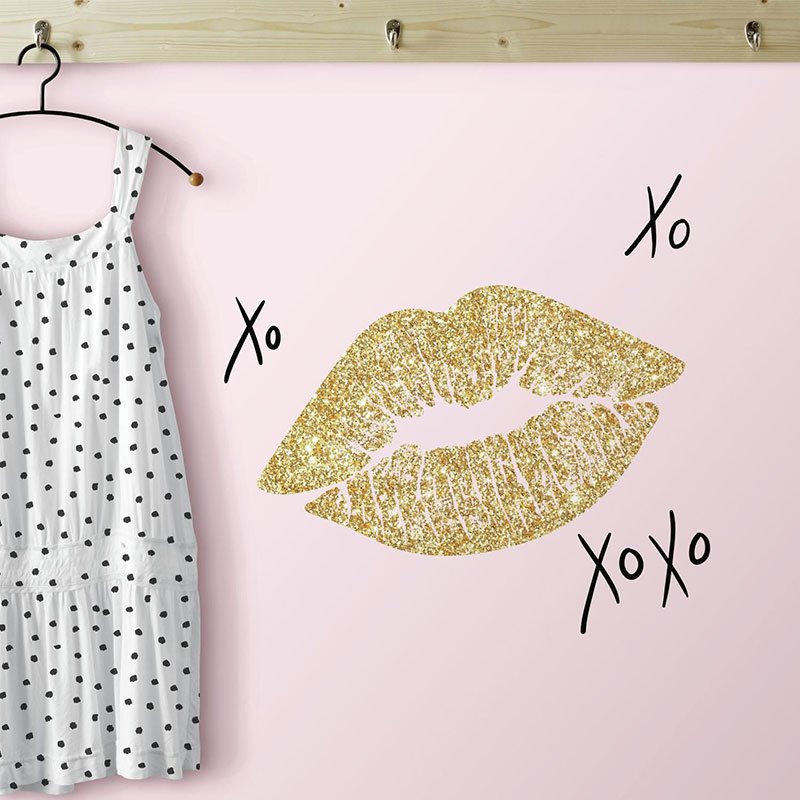 Väggdekor XOXO Lip with Glitter RoomMates