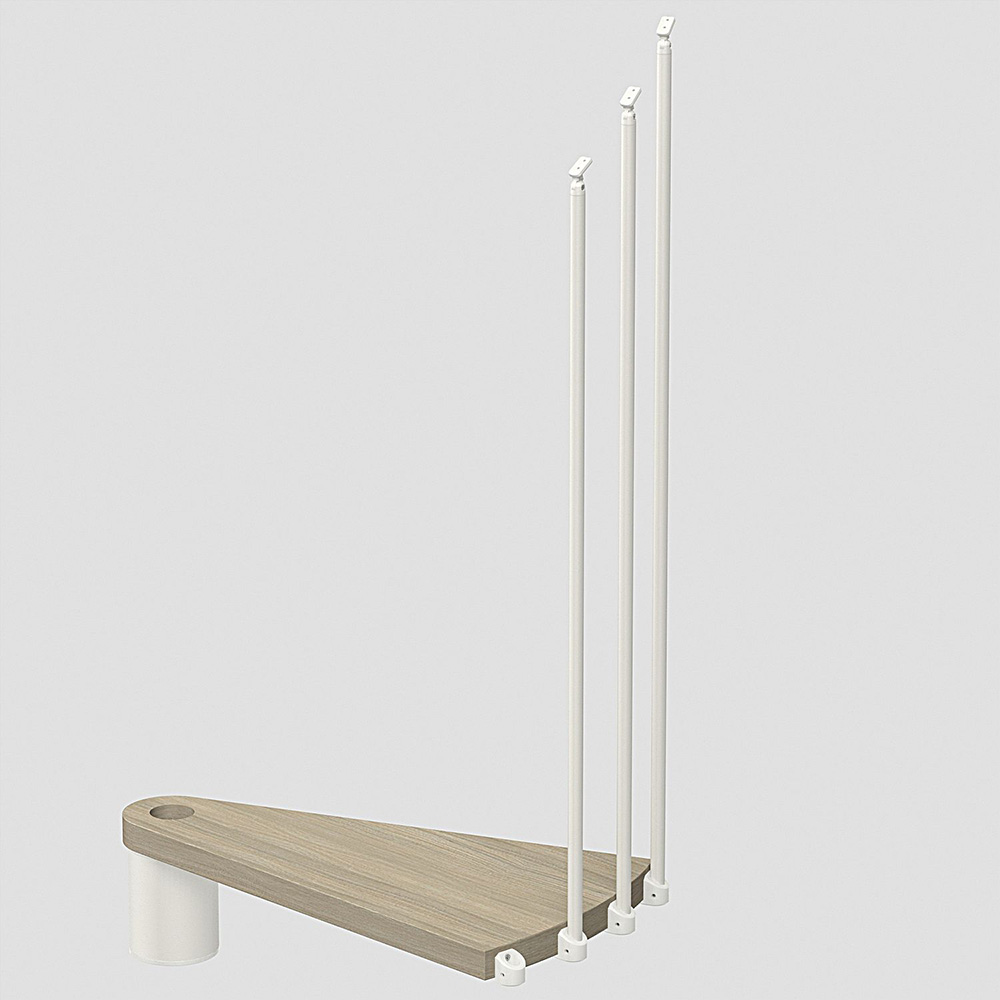 Fontanot Spin T 030 - Extra steg trappa 148 cm, Vit / Ljus alm