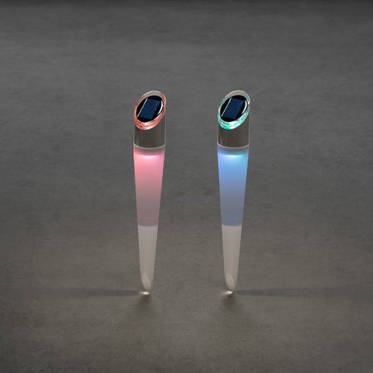 solcell RGB, 2 pack Konstsmide Assisi stående spjut