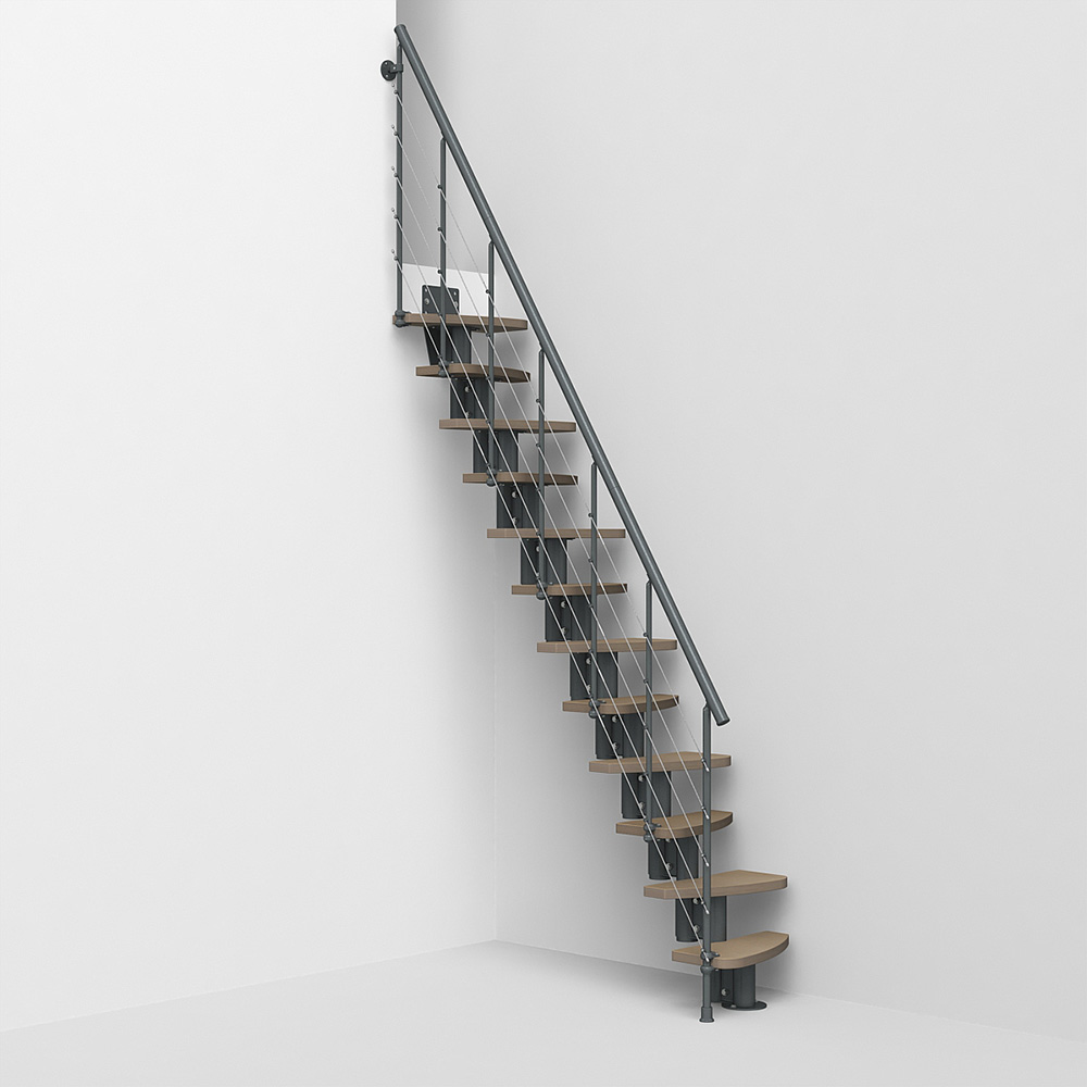 Fontanot alternerande trappsteg Spin SP 010 A - Trappa 288-351 cm, Grå / Ljus alm