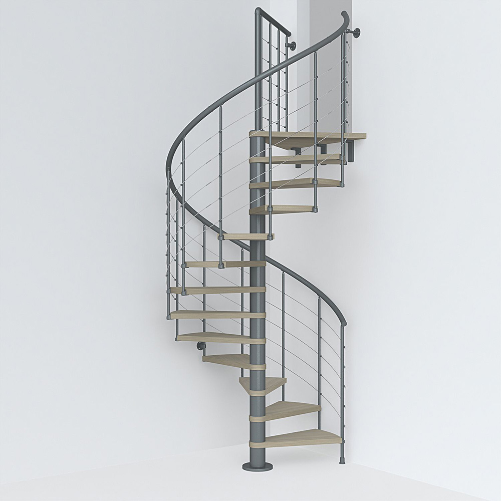 Fontanot spiraltrappa Spin T 010 A - Trappa 271-309 cm, 158 cm, Grå / Ljus alm
