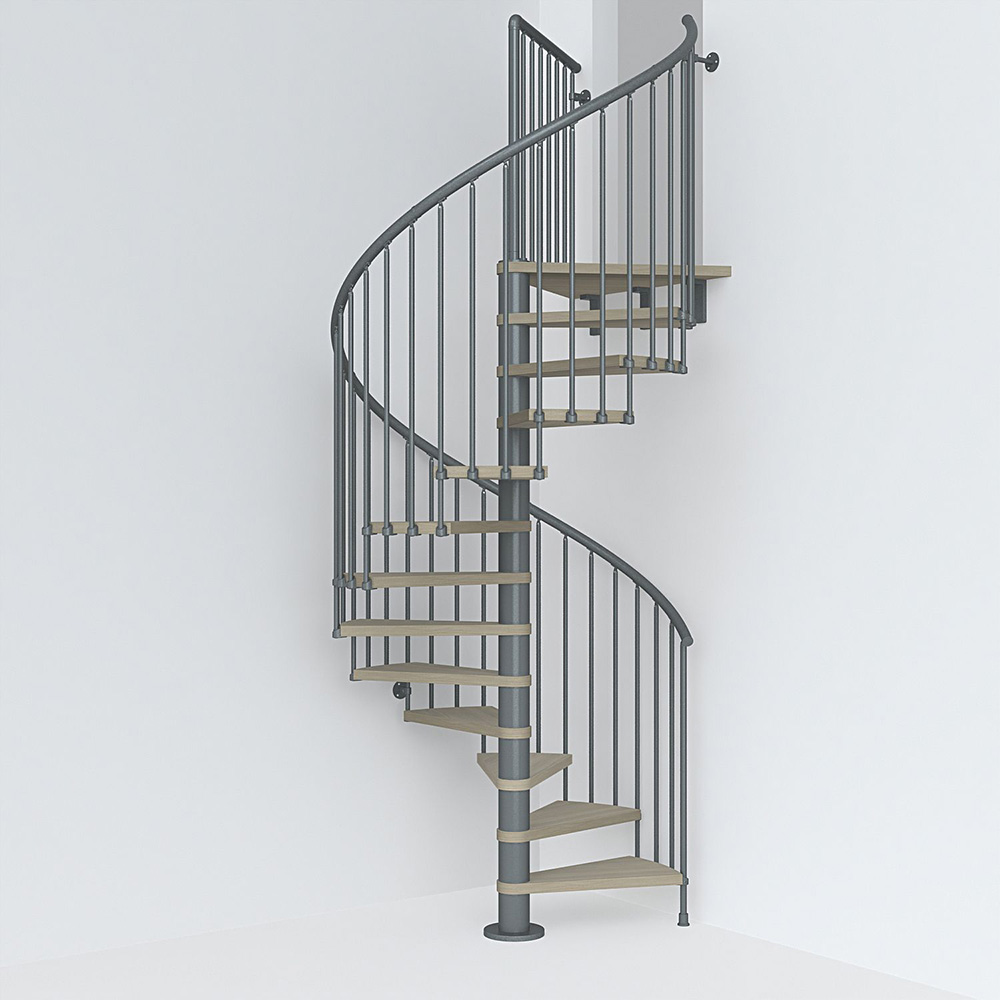 Fontanot spiraltrappa Spin T 030 - Trappa 333-380 cm, 128 cm, Grå / Ljus alm