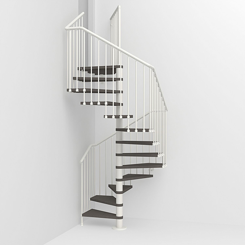 Fontanot spiraltrappa Spin Q 030 - Trappa 312-356 cm, 138 cm, Vit / Mörk alm
