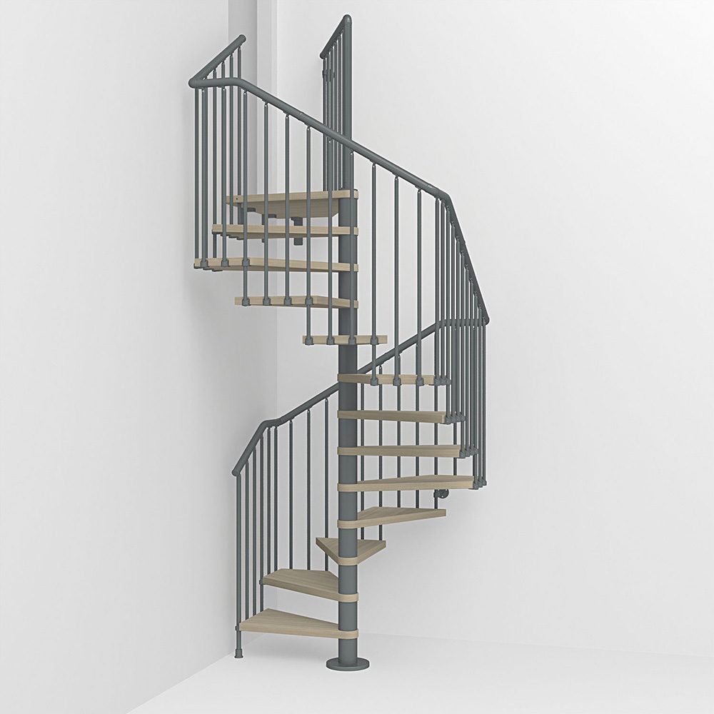 Fontanot spiraltrappa Spin Q 030 - Trappa 333-380 cm, 118 cm, Grå / Ljus alm