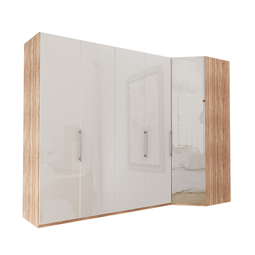 Garderob Atlanta - Ljus rustik ek 200 cm, 236 cm, Hörn