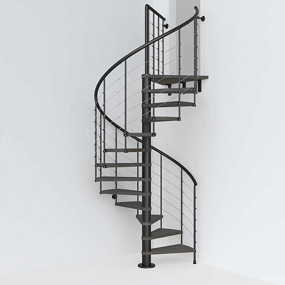 Fontanot spiraltrappa Spin T 010 A - Trappa 312-356 cm, 118 cm, Svart / Mörk alm