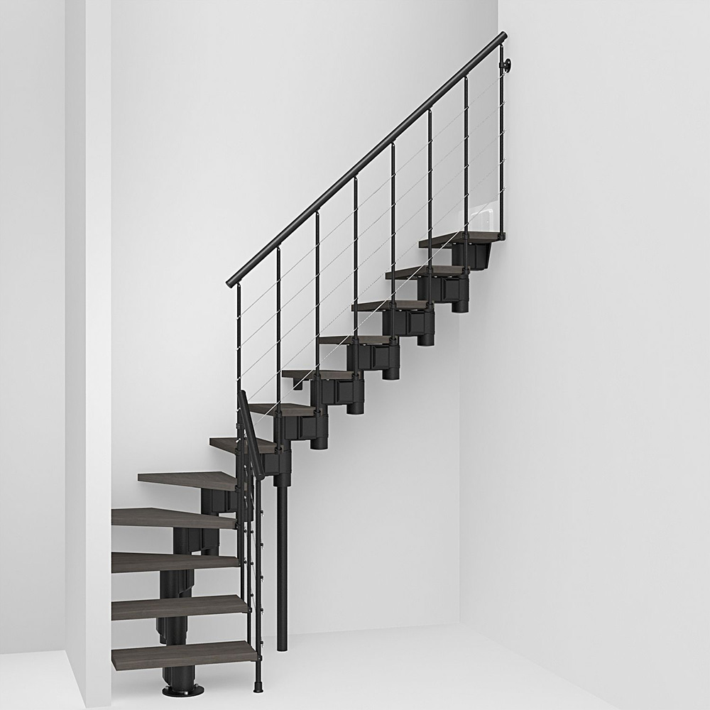 Fontanot Spin R 010 A - Trappa 242-327 cm, Svart / Mörk alm, 65 cm