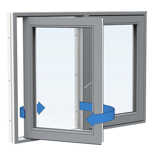 Energi Aluminium Sideswing-fönster 15, 11, Askgrå