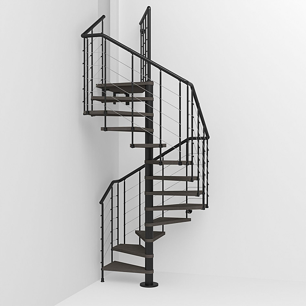 Fontanot spiraltrappa Spin Q 010 A - Trappa 271-309 cm, 118 cm, Svart / Mörk alm