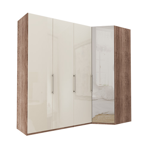 Garderob Atlanta - Mörk rustik ek 150 cm, 216 cm, Hörn