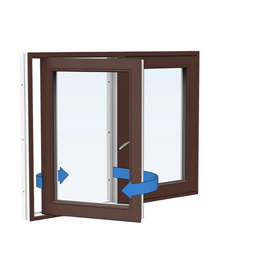 Energi Aluminium Sideswing-fönster 13, 13, Nötbrun