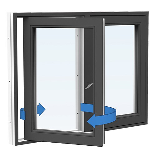 Energi Aluminium Sideswing-fönster 16, 16, Antracitgrå