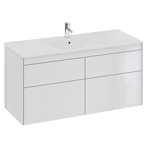 Kommod med tvättställ IFÖ Sense 1200 mm (1 blandarhål), Vit högblank