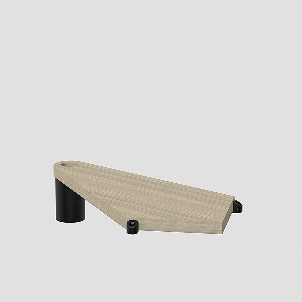 Fontanot Spin Q - Hörnsteg trappa 118 cm, Svart / Ljus alm
