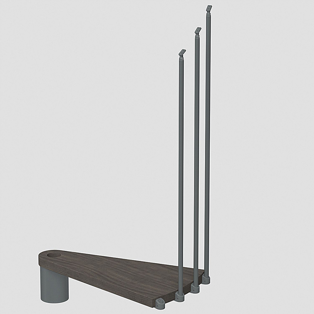 Fontanot Spin T 030 - Extra steg trappa 138 cm, Grå / Mörk alm