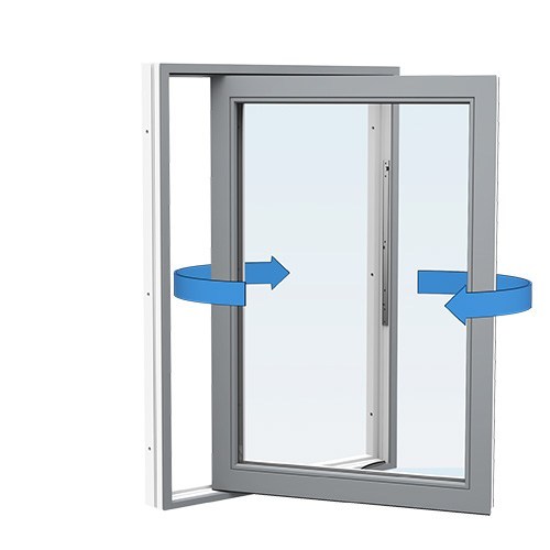 Energi Aluminium Sideswing-fönster 5, 13, Askgrå