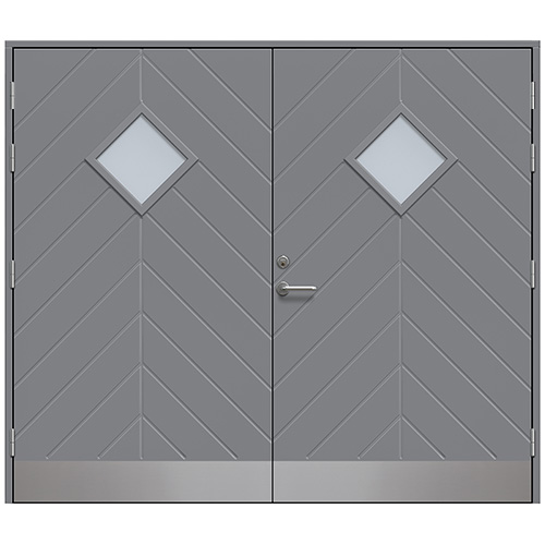 Slagport Saxtorp 2400 x 2100 mm, Frostat glas, Askgrå