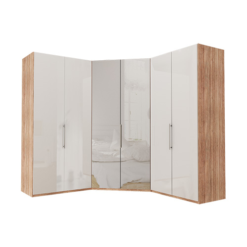 Garderob Atlanta - Ljus rustik ek 100 + walk-in + 100, 236 cm