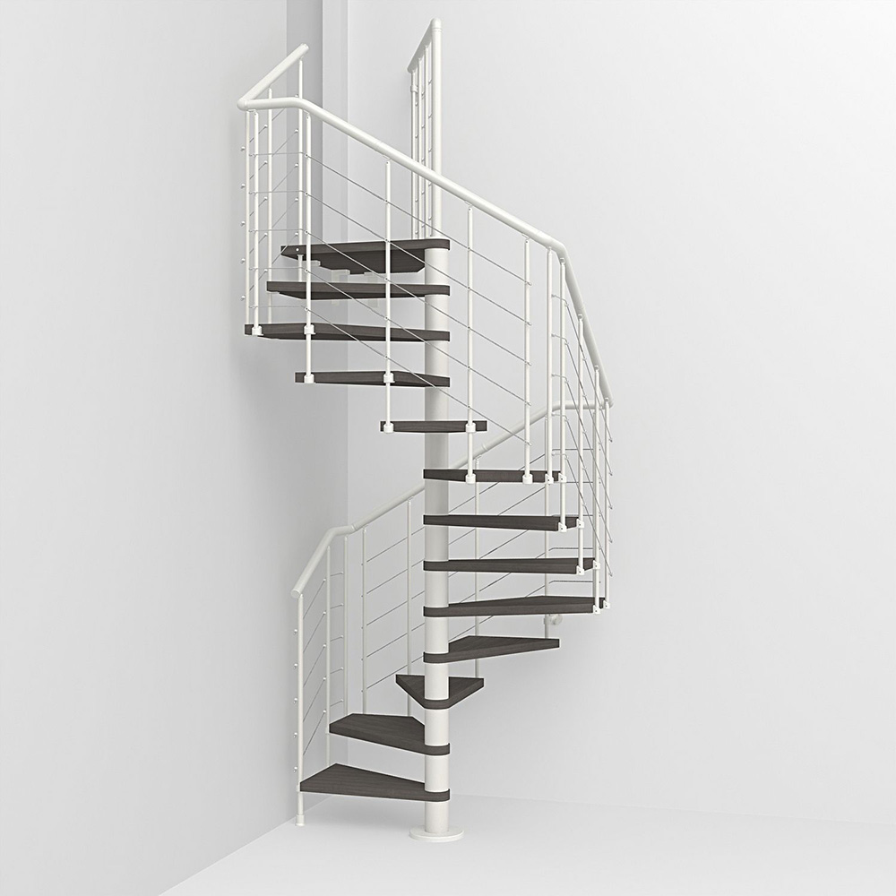 Fontanot spiraltrappa Spin Q 010 A - Trappa 271-309 cm, 138 cm, Vit / Mörk alm