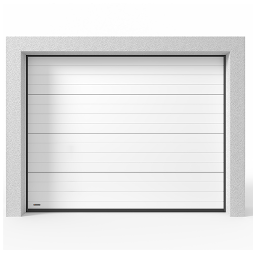 Garageport Takskjutport Modern Randig Vit, 2400x2000