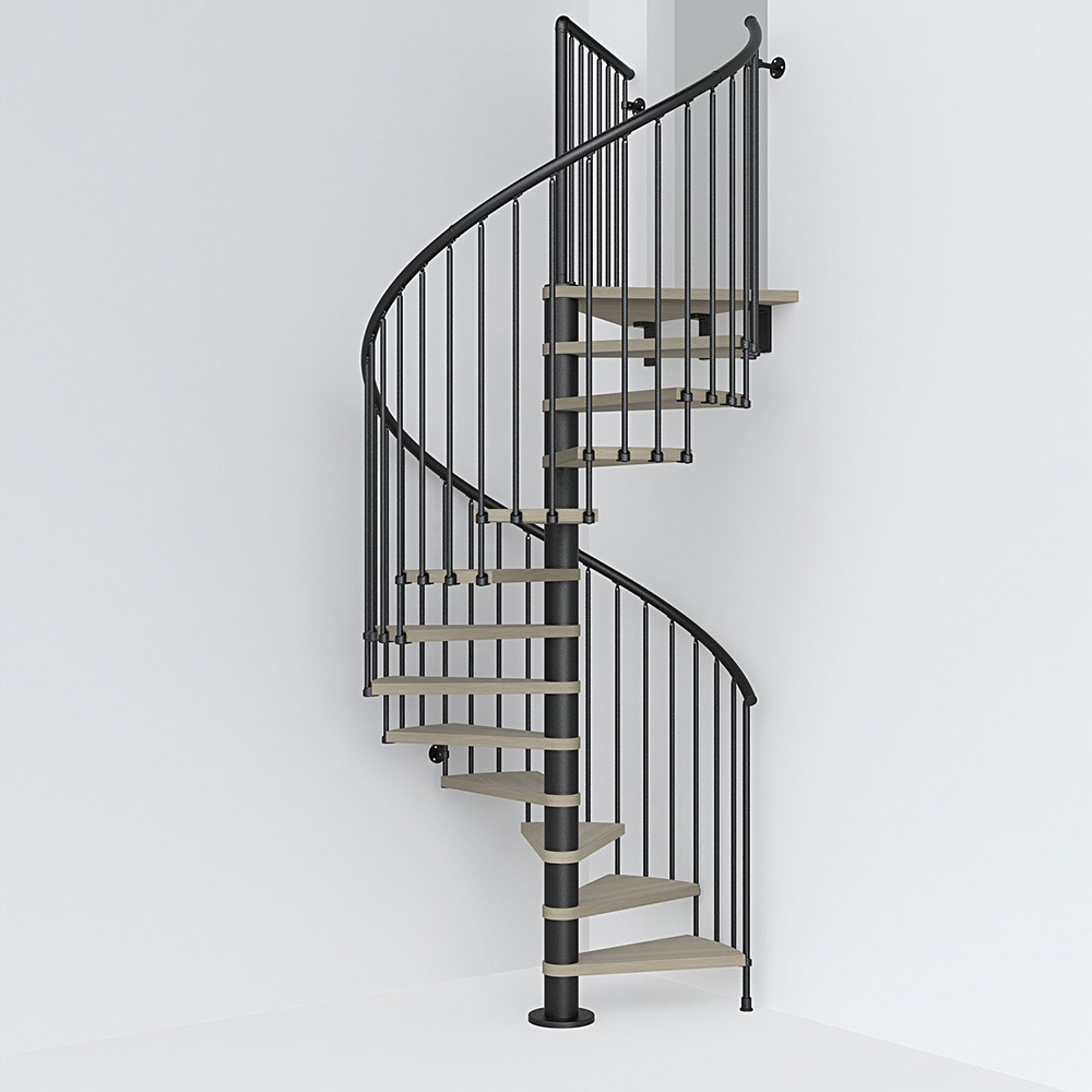 Fontanot spiraltrappa Spin T 030 - Trappa 291-332 cm , 158 cm, Svart / Ljus alm