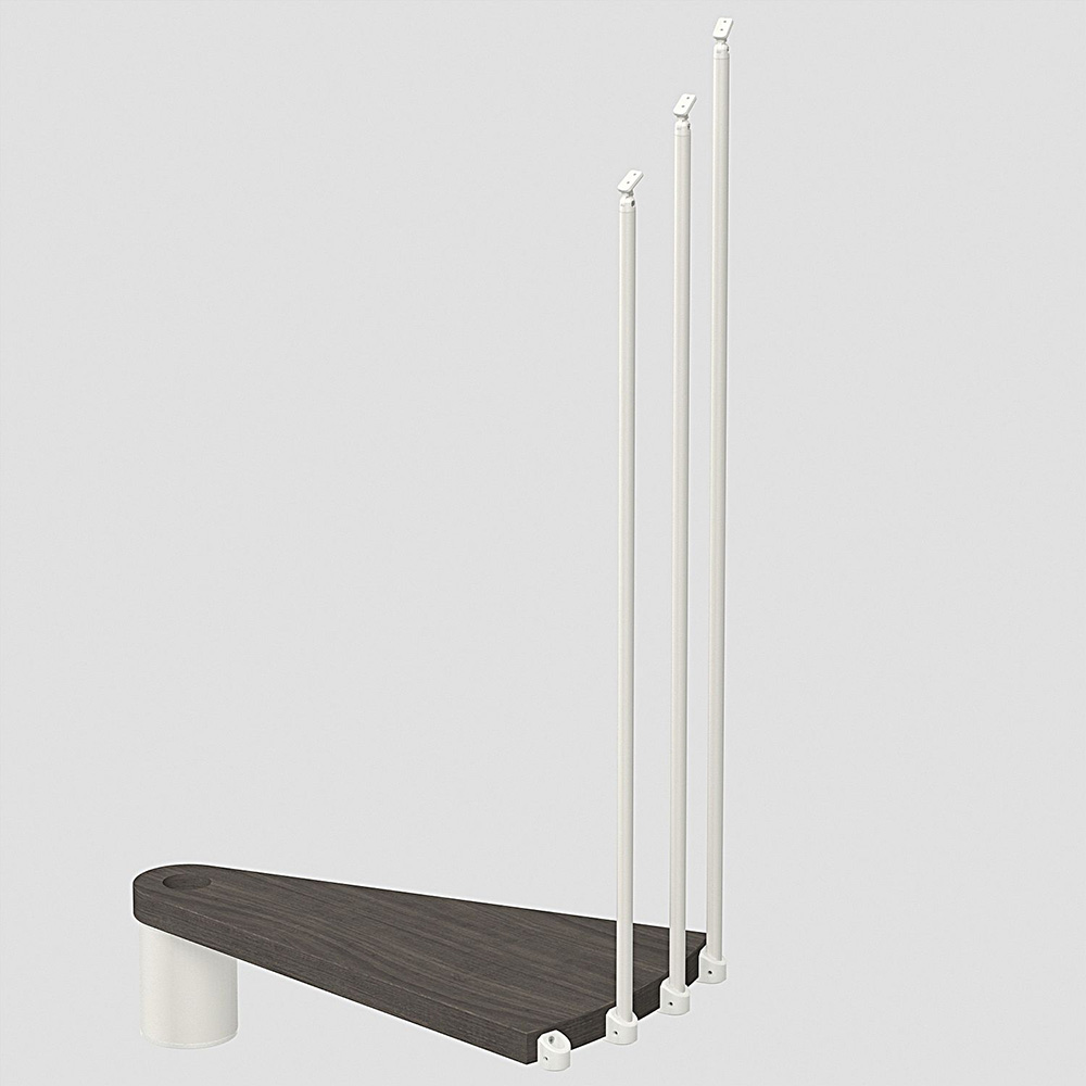 Fontanot Spin T 030 - Extra steg trappa 158 cm, Vit / Mörk alm